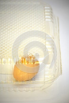 Plastic transparent box with one egg inside