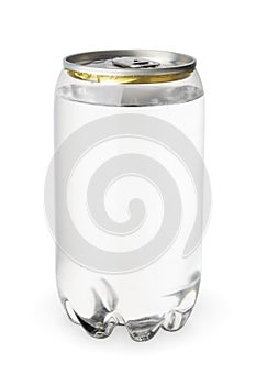 Plastic transparent can with pull tab isolated