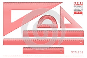 Plastic transparent measuring rulers set vector icon