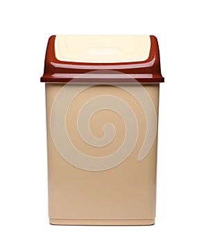 Plastic trash can close