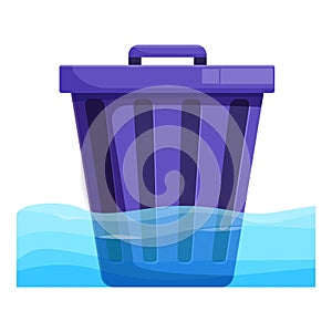 Plastic trash can floating in ocean water pollution problem