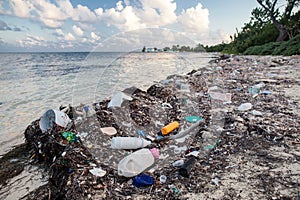 Plastic Trash on Caribbean Beach