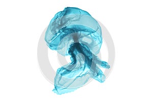 Plastic trash in the oceans of the planet. Ocean blue jellyfish from a plastic bag. The destruction of the ecosystem. Isolated on