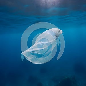 Plastic trash pollutes ocean