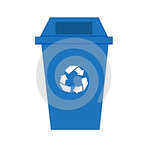 Plastic trash Recycle blue bin isolated white backfround vector