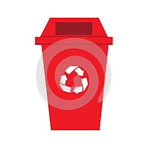 Plastic trash Recycle red bin isolated white backfround vector