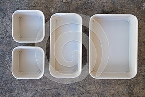 Plastic trays of different size for sundries