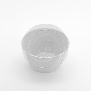 Plastic Tub Container For Dessert, Yogurt, Ice Cream, Sour cream Or Snack, Mock Up Template On Isolated White Background. Ready Fo