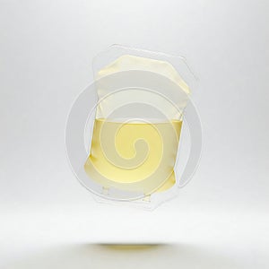 A plastic urine collection bag