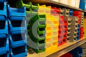 Plastic ware display in a store.