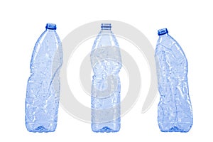 Plastic waste bottles isolated on white