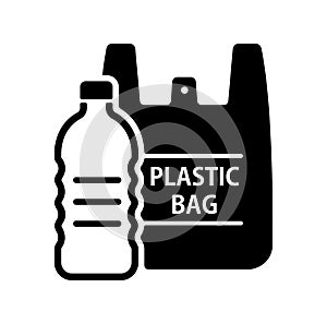 Plastic waste palstic pollustion vector icon illustration / ecology, recycle symbol photo