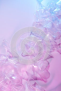 Plastic waste, Plastic cups on light background