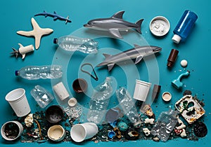 Plastic waste pollution problem illustration