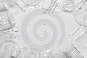 Plastic waste. Single-use plastic objects, ecological pollution