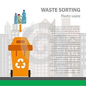 Plastic waste sorting flat concept.