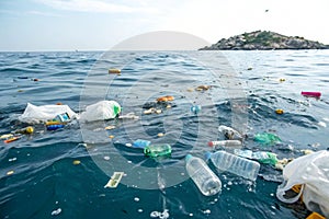 Sea pollution, trash in ocean