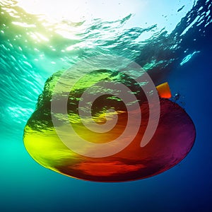 Plastic waste and trash under water in the ocean. Climate change, the concept of protecting the environment, and water r