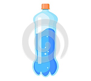 Plastic water bottle of drinking beverage. Fresh purified mineral drink. Healthy liquid container