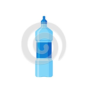 Plastic Water Bottle Isolated on White Background. Blue Color Container for Clean Aqua or Mineral Drinking Water