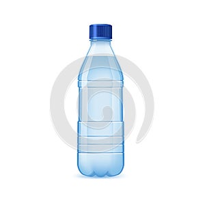 Plastic water bottle without label on a white background, vector.