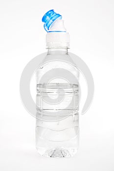 Plastic water bottle over white