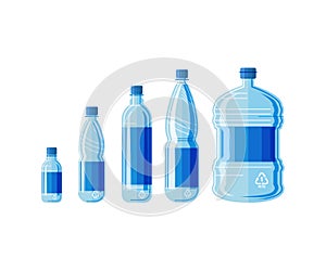 Plastic water bottle set isolated