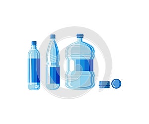 Plastic water bottle set isolated