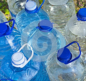 Plastic water bottles.