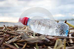 Plastic water bottles pollute ocean photo