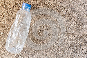 Plastic water bottles pollution in beach