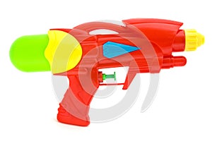 Plastic water gun isolated on white