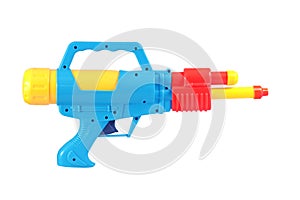 Plastic water gun toy isolated over white