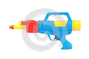 Plastic water gun toy isolated over white