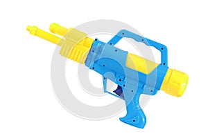 Plastic water gun toy isolated over white background