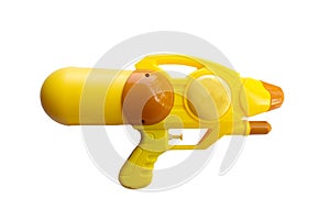 Plastic water gun yellow isolated on white background