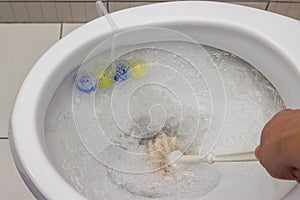 Plastic white toilet brush