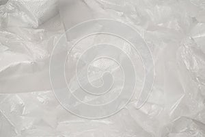 Plastic wihite background. Top view