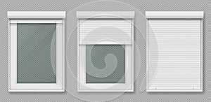 Plastic window with white rolling shutter