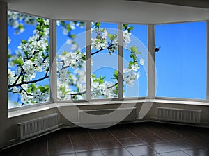 Plastic windows overlooking the garden