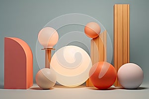 Plastic and Wooden Lamps, Modern Round Lamp Collection, Color Luminous 3 Ball-Shaped Lamps