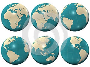 Plastic world globe icons