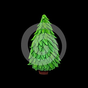 Plasticine Christmas tree, isolated on black
