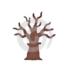 Plasticine dry tree isolated on white background