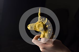 Plasticine Fantasy Unicorn sculpture isolated