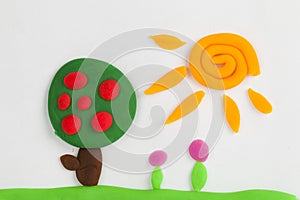 Plasticine fruit tree.