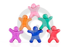 Plasticine guys making a human pyramid