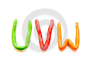 Plasticine letters UVW