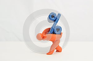 Plasticine man carries a large percentage