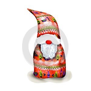 Plasticine Norvegian 3D Santa gnome isolated on white photo